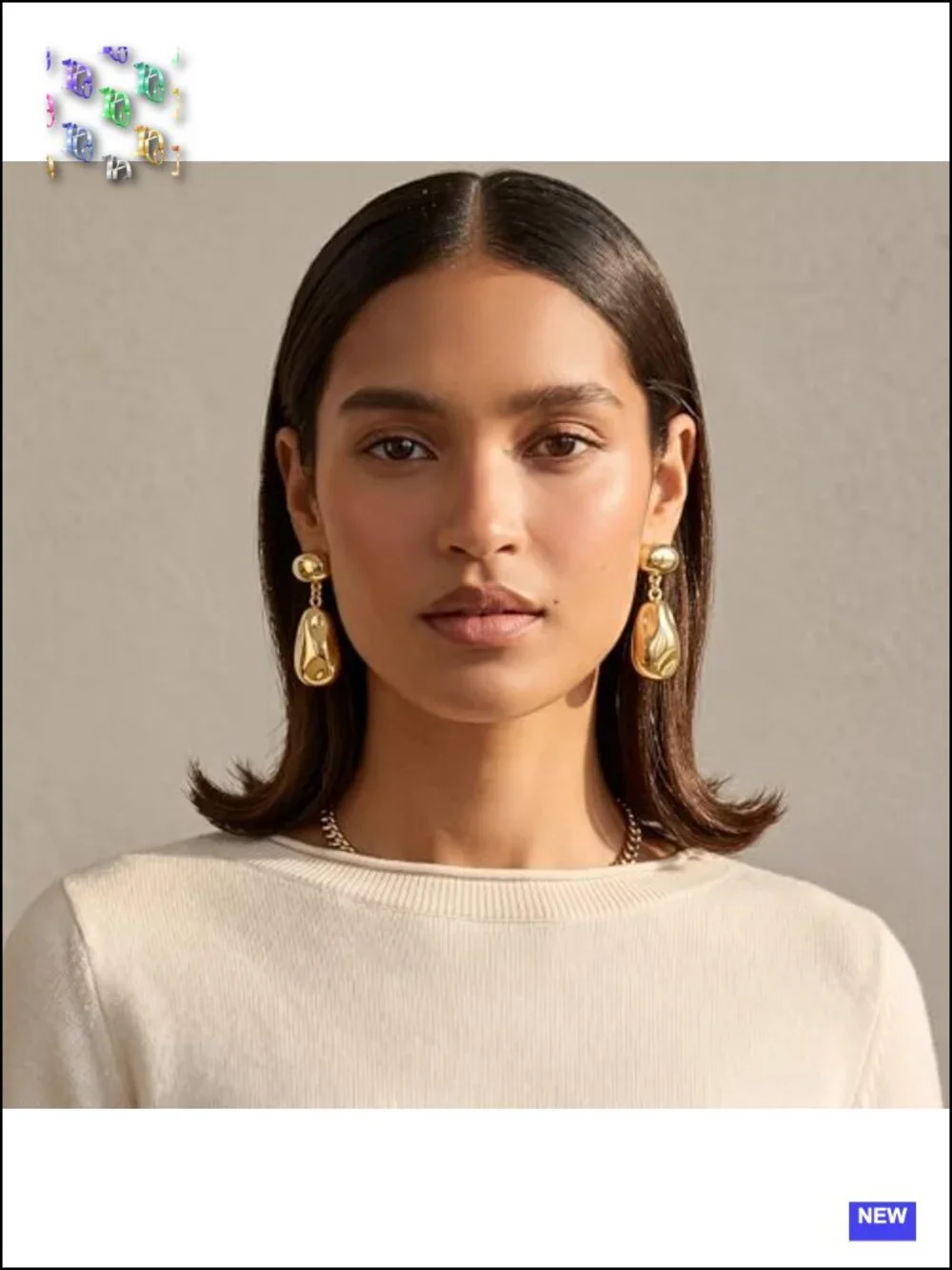 Gold and Silver Two Tone Statement Chunky Earrings Drop Dangle Trendy